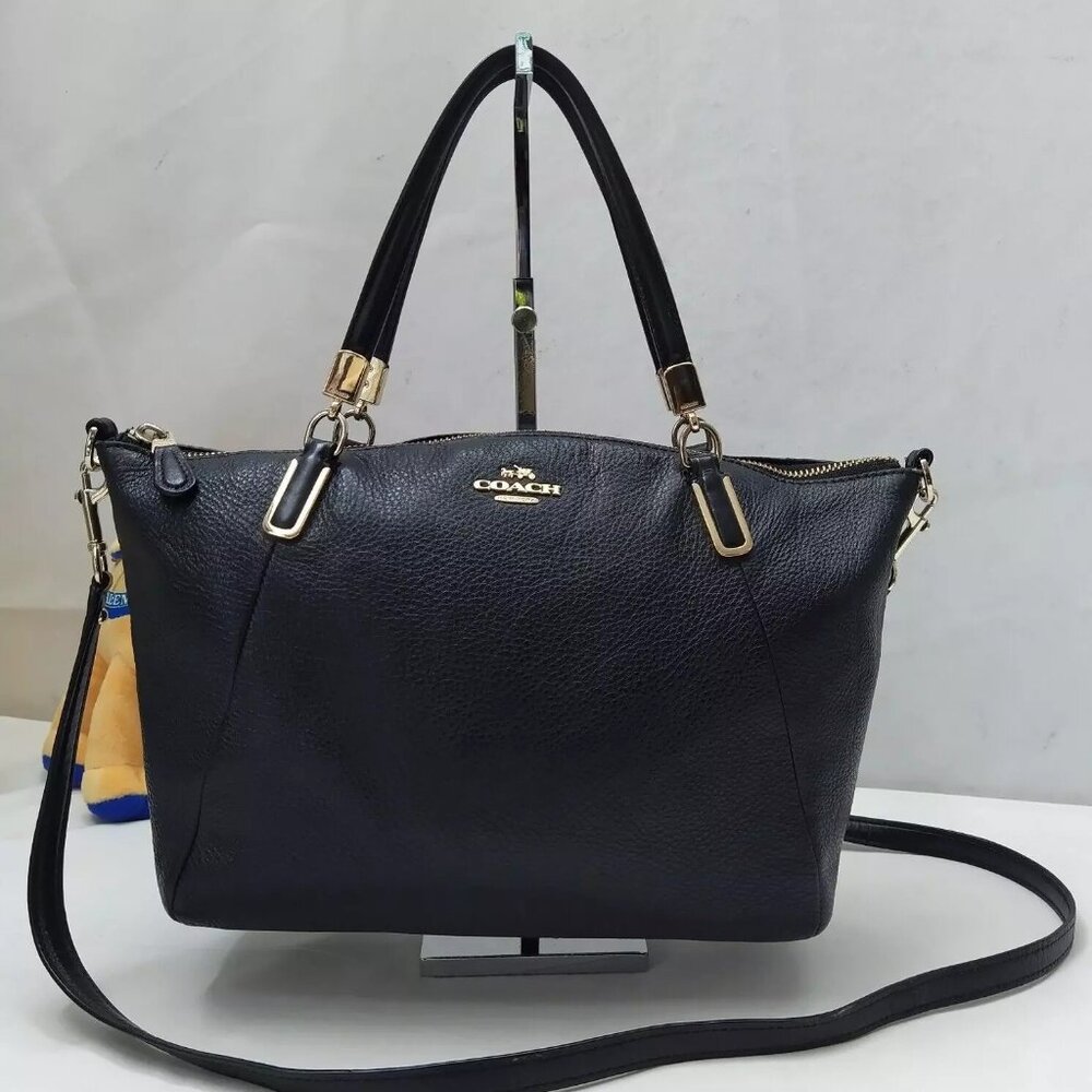 Coach Black Pebbled Leather Crossbody Tote - Picture 1 of 13